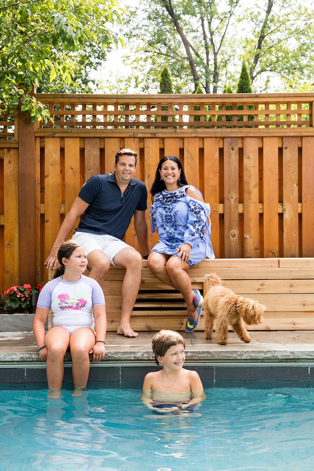 Rankine family at pool